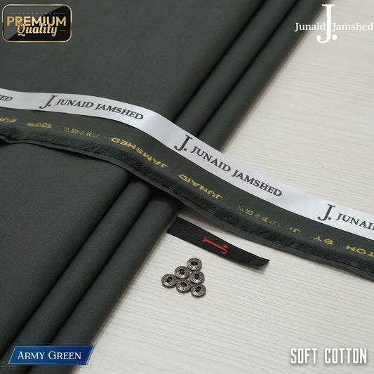 Army Green Soft Cotton Unstitched Suit Fabric 4.5m