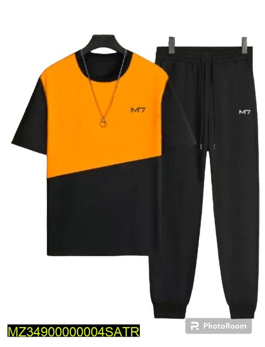 Men's Track Suits Orange Black Polyester