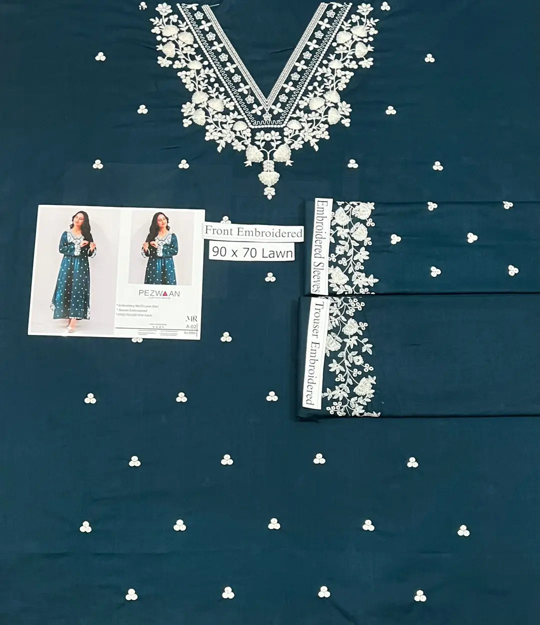 2 Pcs Embroidered Lawn Women Unstitched Suit
