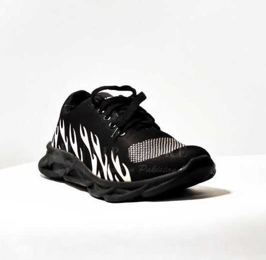 Men's Black White Fire Joggers Daily Wear Comfortable
