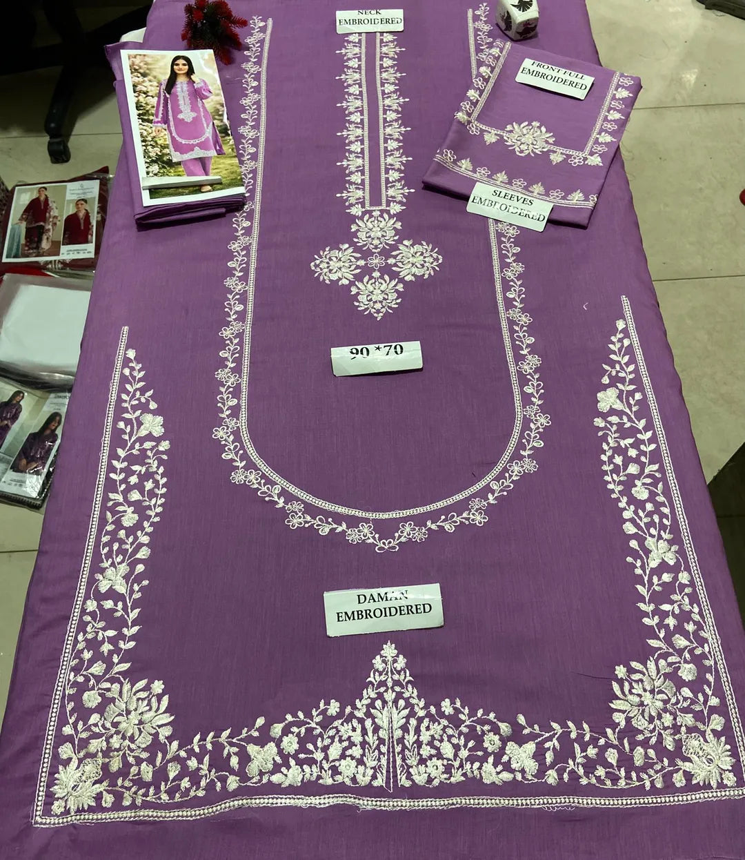 2 Pcs lawn Embroidered Unstitched Suits