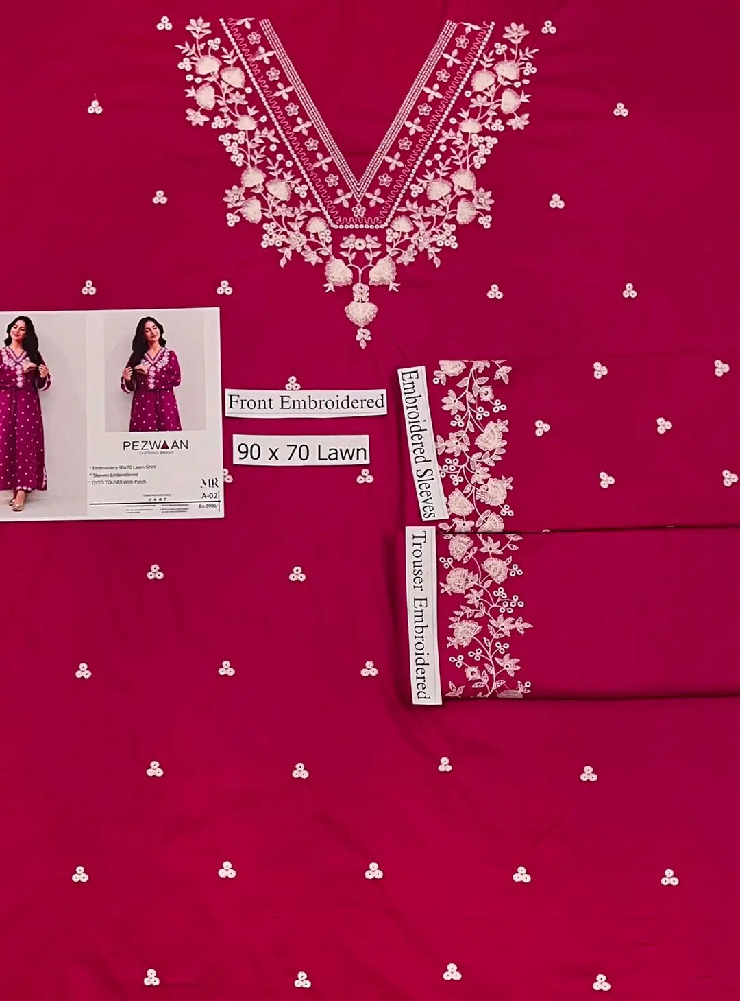 Branded 2 Pcs Women's Unstitched Embroidery Suit