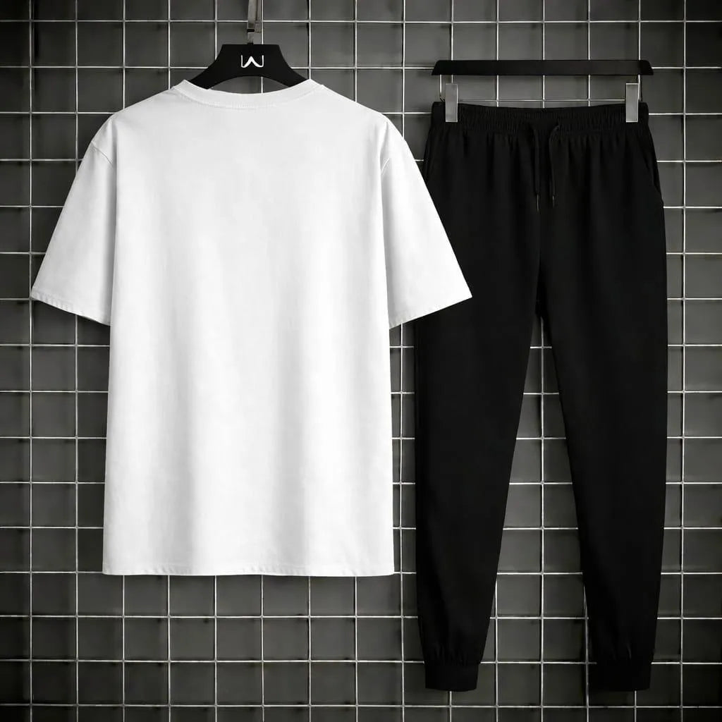 Men's R-Logo White Cotton Track Suits