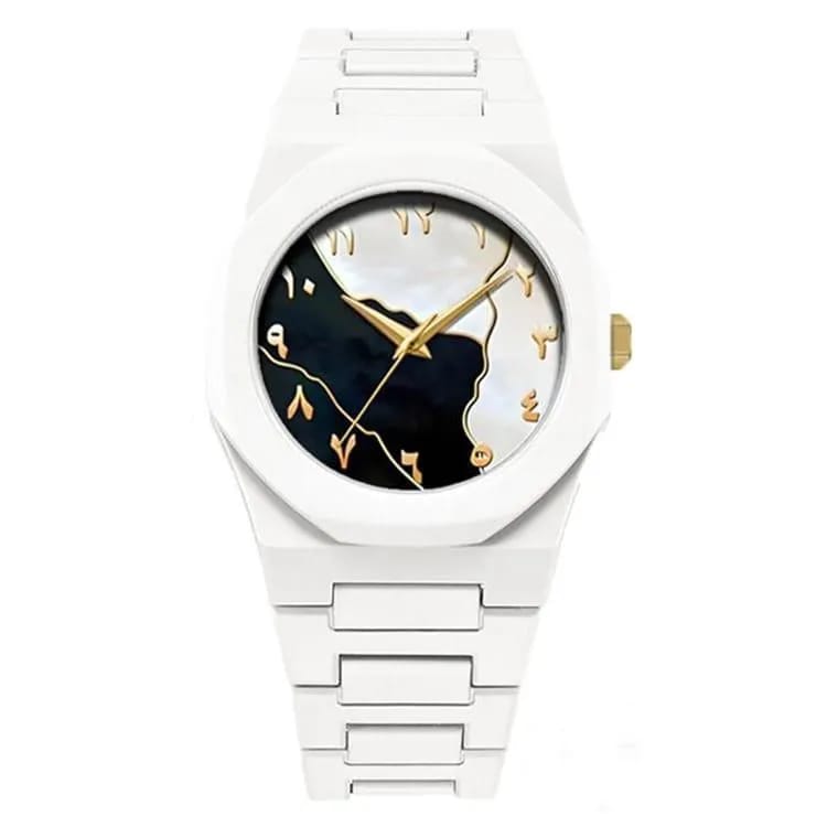 Premium Arabic Dial Minimalist Watch - Elegant White and Dual-Tone Edition