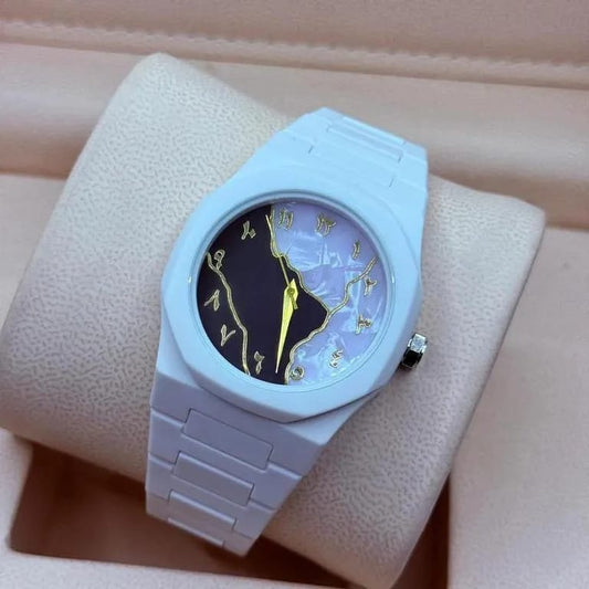 Premium Arabic Dial Minimalist Watch - Elegant White and Dual-Tone Edition