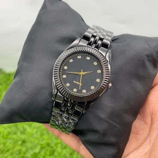 Men Black Chain Strap Quartz Watch
