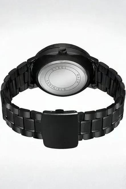 Men Stainless Steel Spinning Watch Blue Dial Black Strap