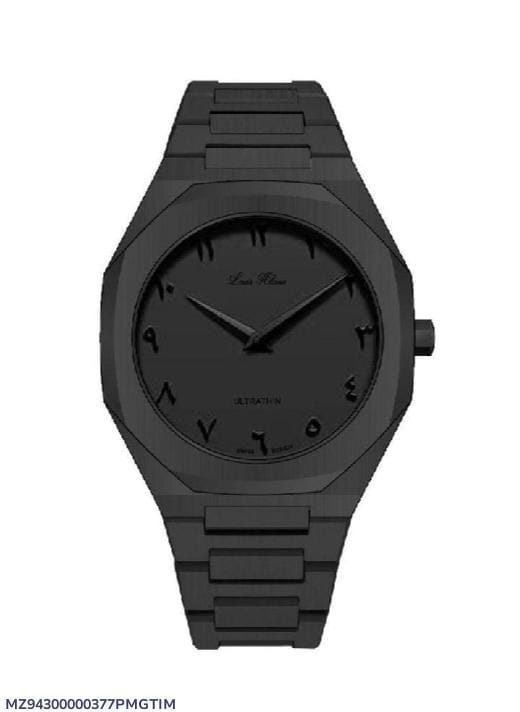 Black Luxury Watch For Men Water Resistance Stainless Steel