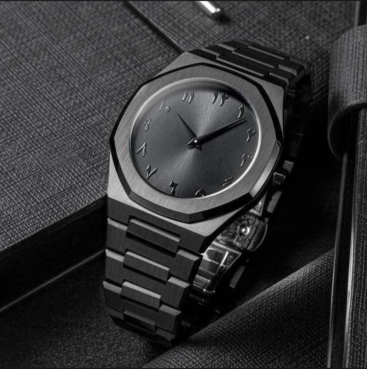 Black Luxury Watch For Men Water Resistance Stainless Steel