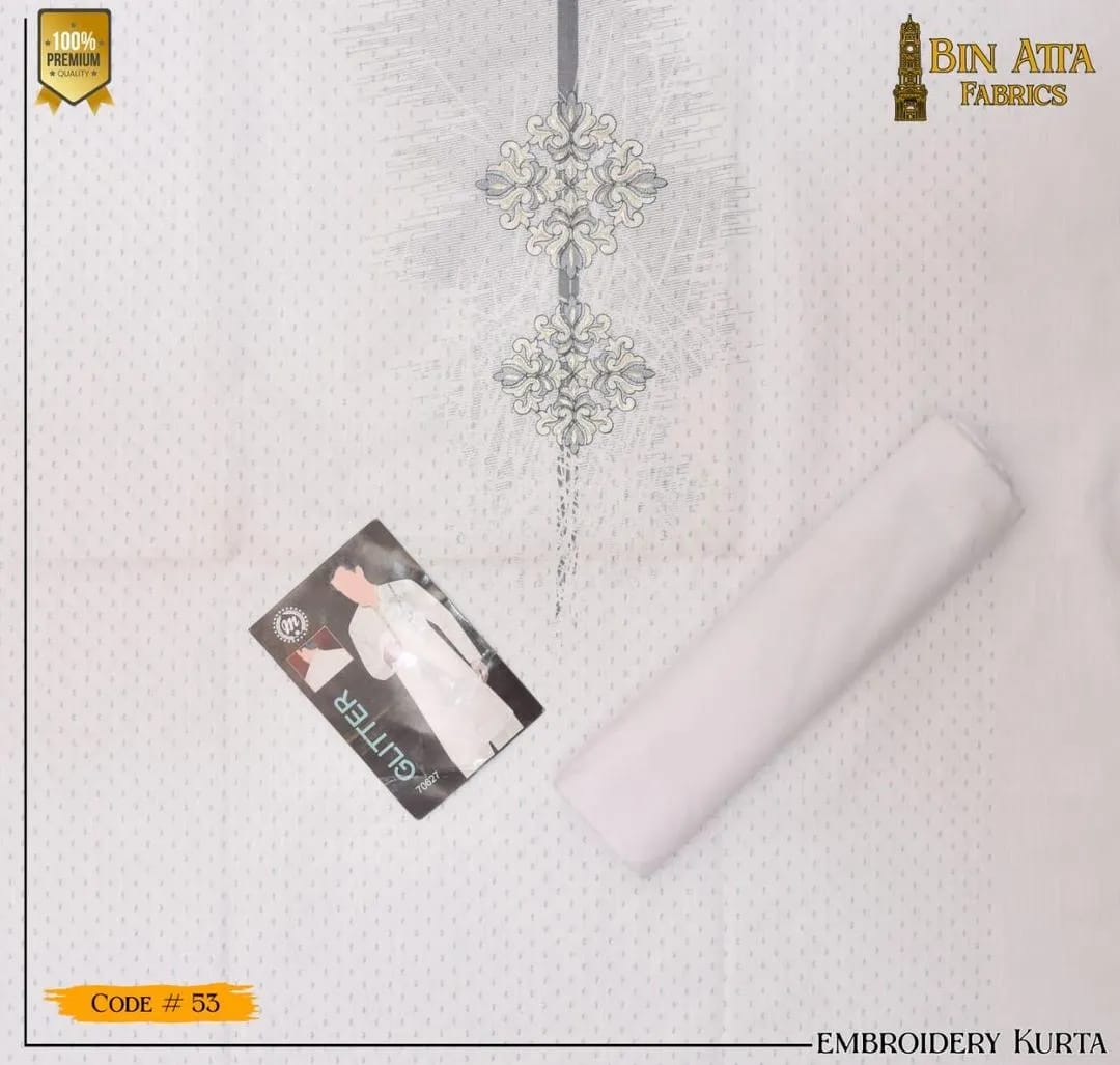Men Unstiched COtton Embroidered Suit-Perfect For Weddings & Eid