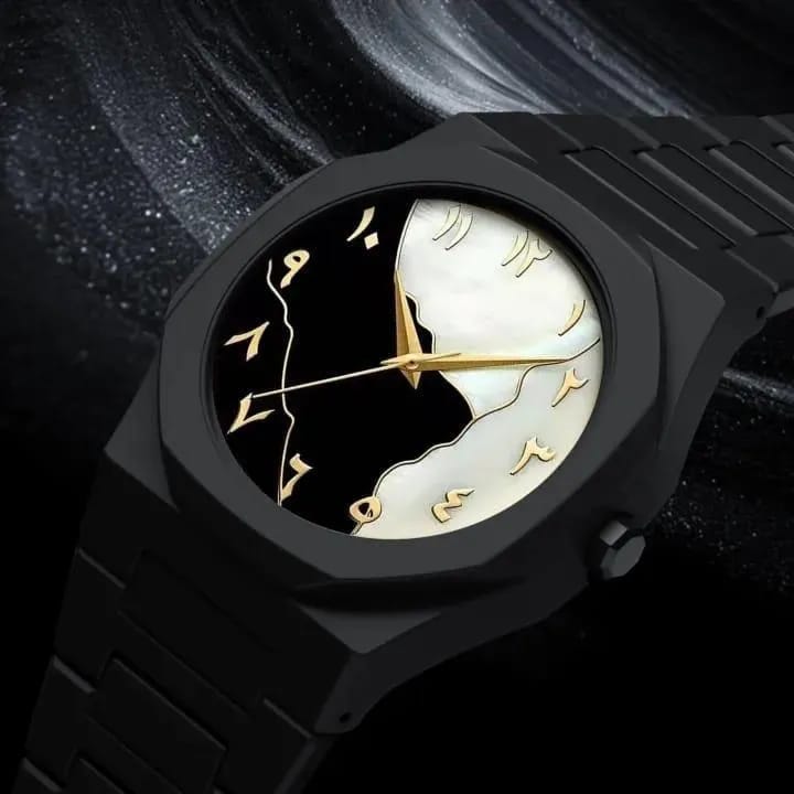 Men Carbon Fiber Black Arabic Watch