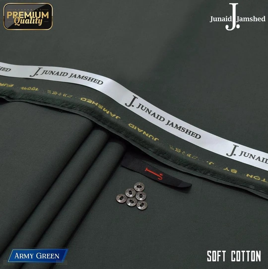 Army Green Soft Cotton Unstitched Suit Fabric 4.5m