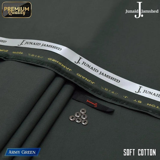 Army Green Soft Cotton Unstitched Suit Fabric 4.5m