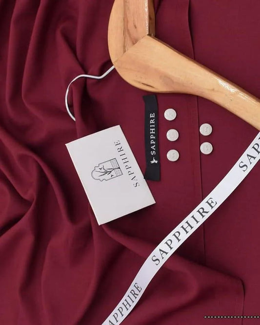 Men Maroon Wash & Wear Plain Suit All Season