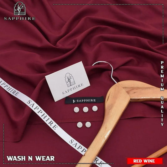 Men Maroon Wash & Wear Plain Suit All Season