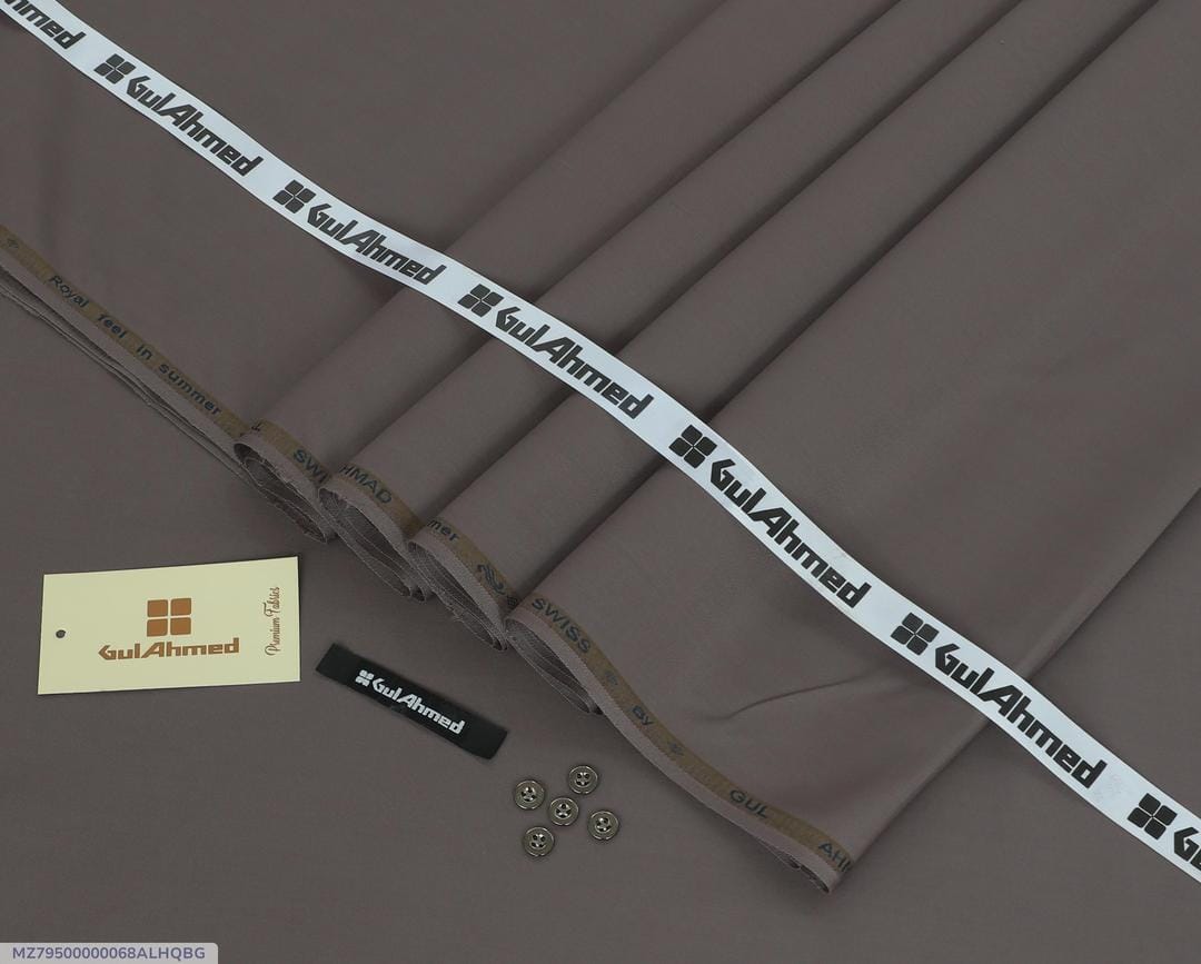Gul Ahmad Men Grey Wash & Wear Suit Fabric 4M