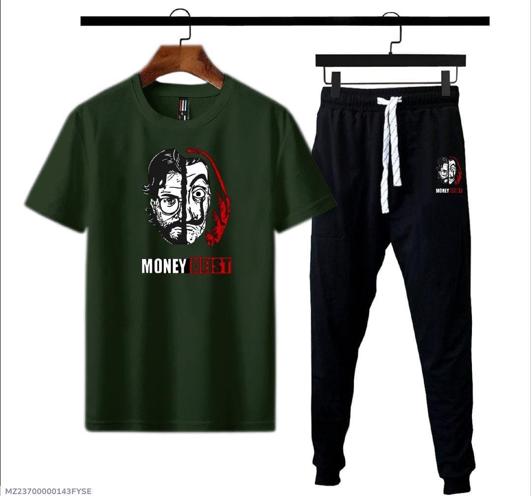 Men Green Micro Interlock Track Suit 2-Piece Summer Wear
