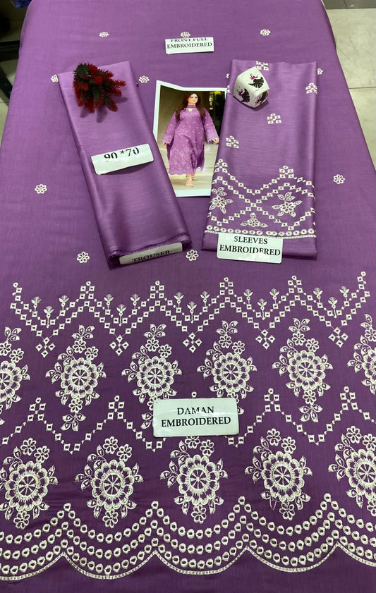2 Pcs Women's Unstitched Embroidery Suit