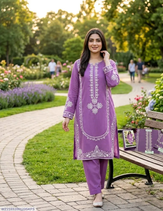 2 Pcs lawn Embroidered Unstitched Suits