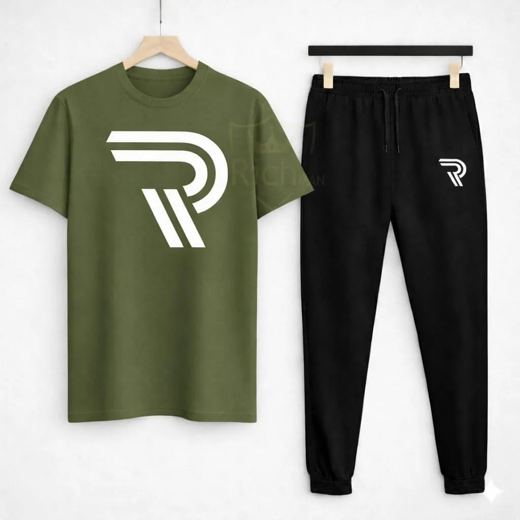 Men's R-Flex Track Suit Green Black Cotton