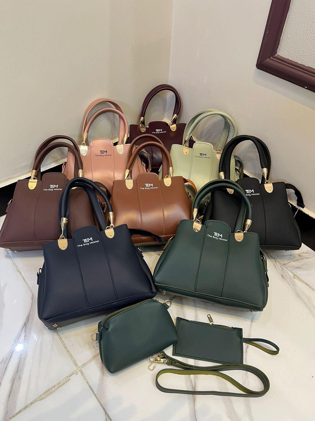 3 Pcs Handbags Set With Gold Hardware