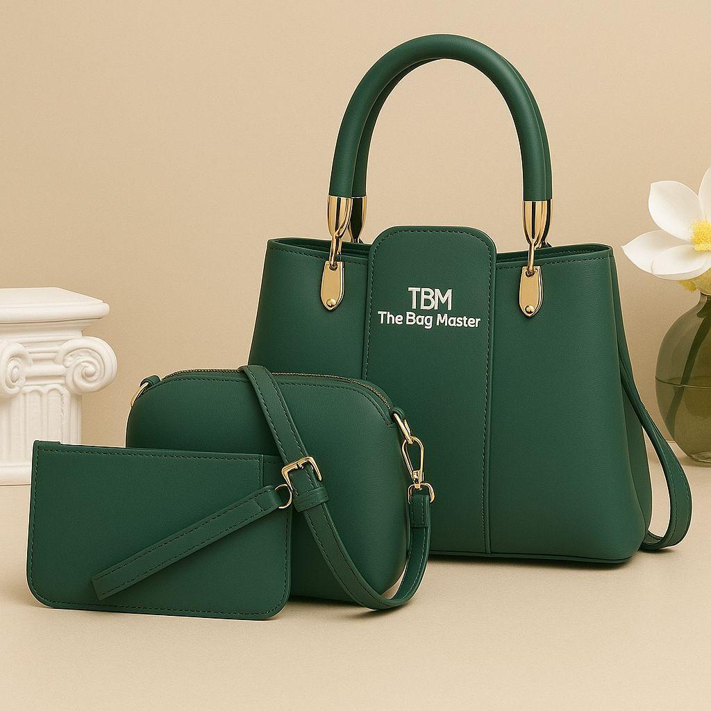 3 Pcs Handbags Set With Gold Hardware
