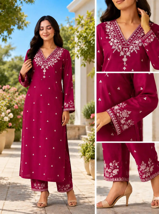 Branded 2 Pcs Women's Unstitched Embroidery Suit