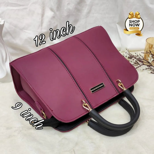 Black Leather Handbag With belt for Women's