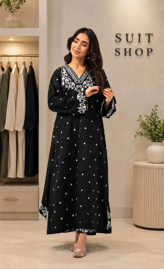 2 Pcs Embroidered Lawn Women Unstitched Suit