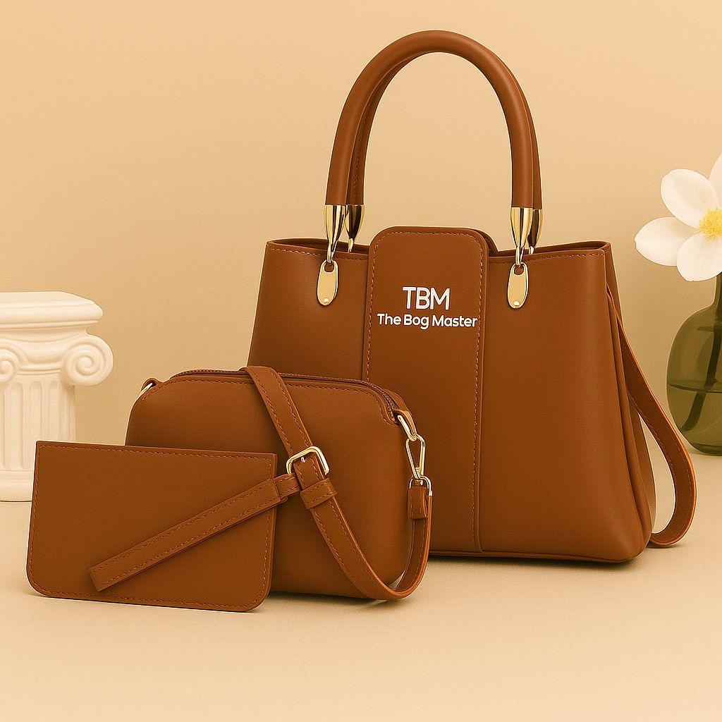3 Pcs Handbags Set With Gold Hardware