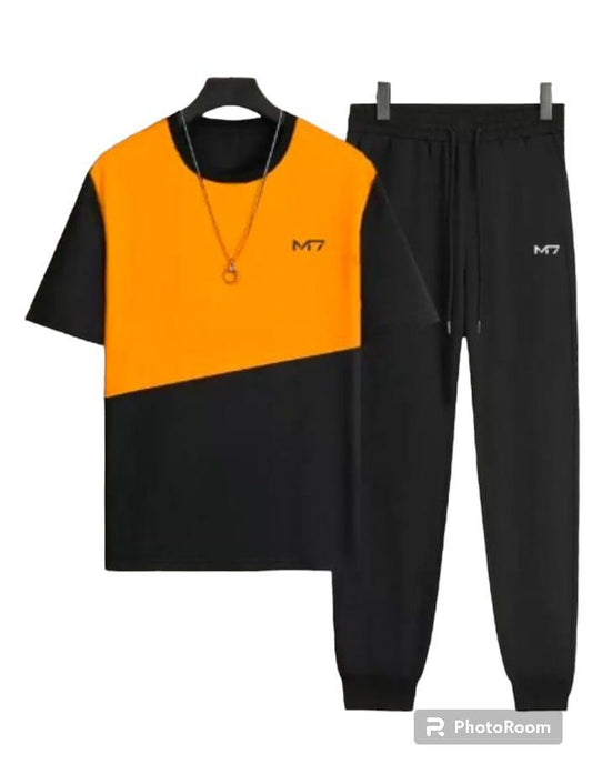 Men's Track Suits Orange Black Polyester