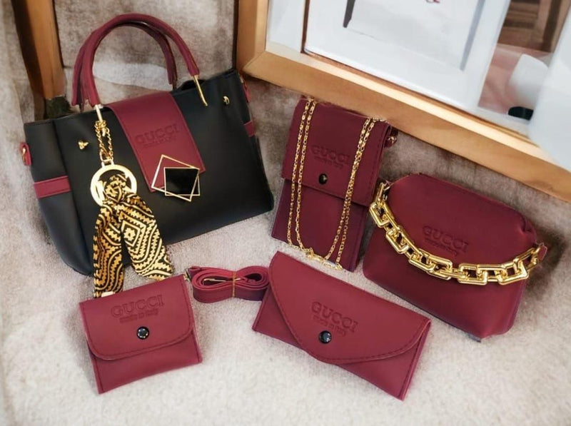 4-Piece Leather Handbag Set for Girl's
