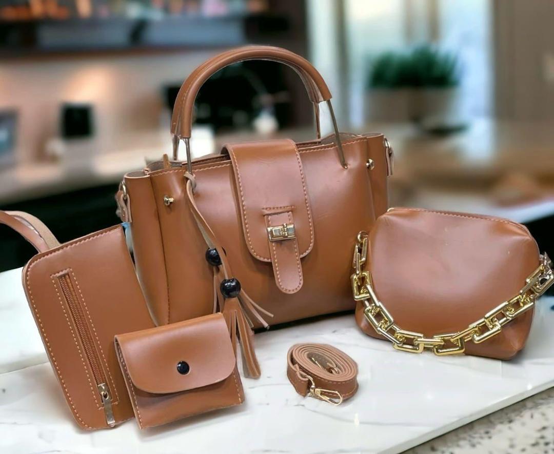 4-Piece Leather Handbag Set for Girl's