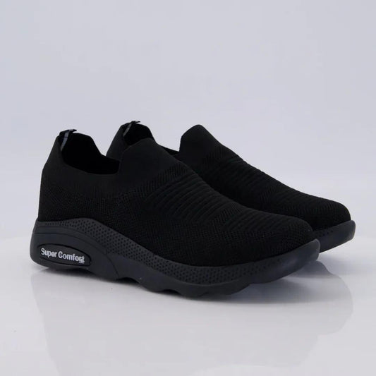 Men's Black Jersey Knit Casual Sneakers