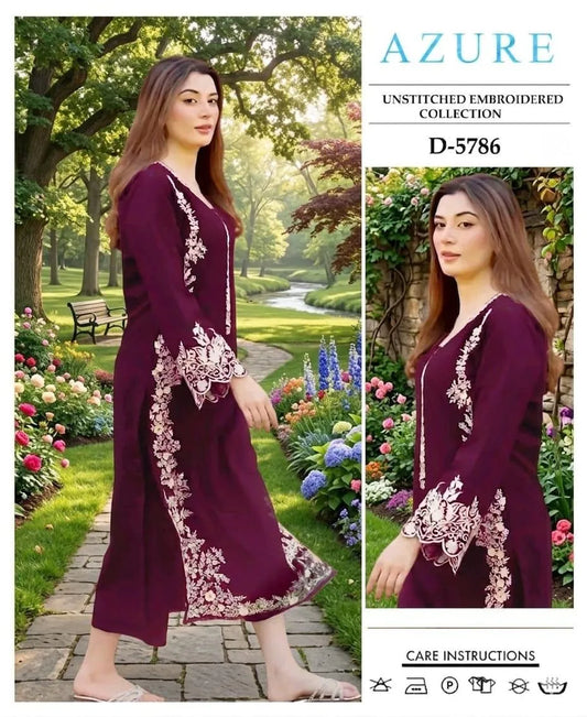 Maroon Embroidery Lawn 2 Pcs Suit