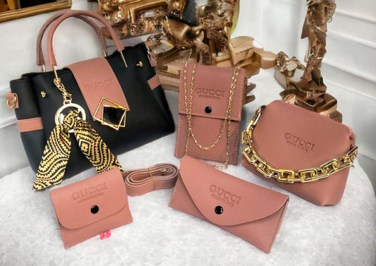 4-Piece Leather Handbag Set for Girl's