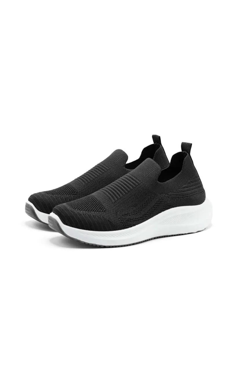 Men's Black Slip-on Walking Sneakers Breathable Comfortable