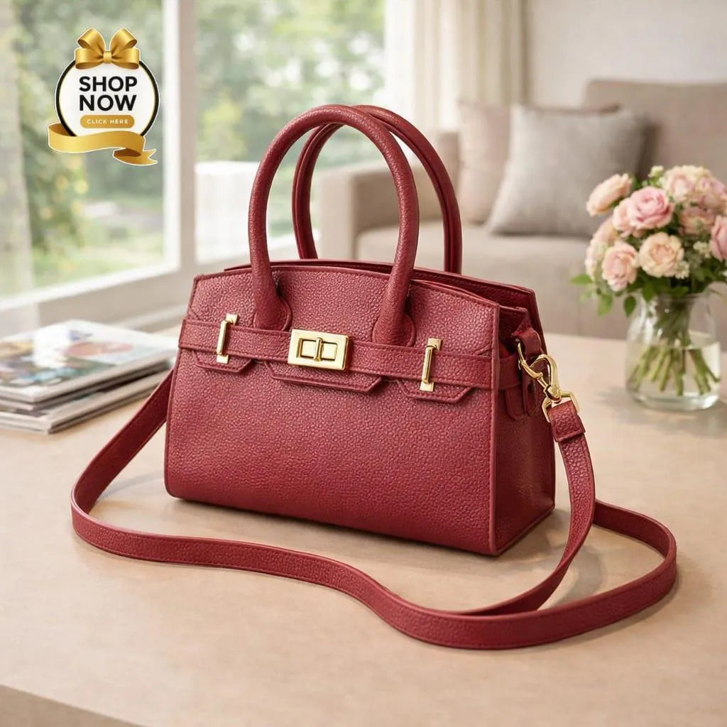 Leather Handbag With belt for women's