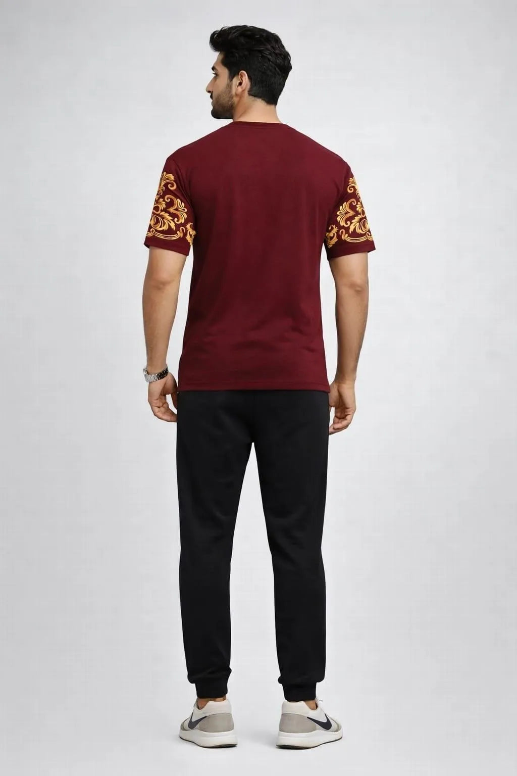 Men Maroon Richman Royal Printed Tracksuit Cotton Summer Set