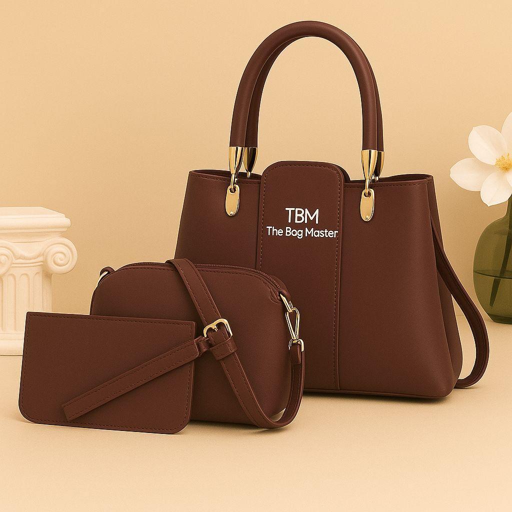 3 Pcs Handbags Set With Gold Hardware