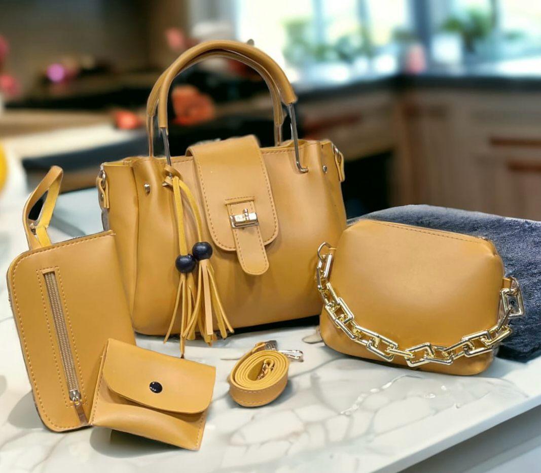 4-Piece Leather Handbag Set for Girl's