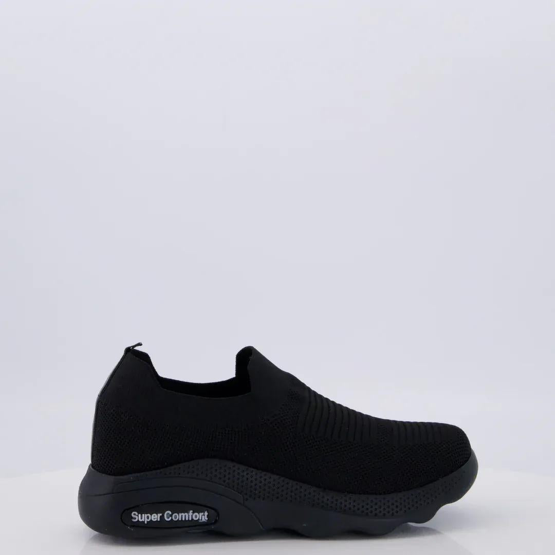 Men's Black Jersey Knit Casual Sneakers